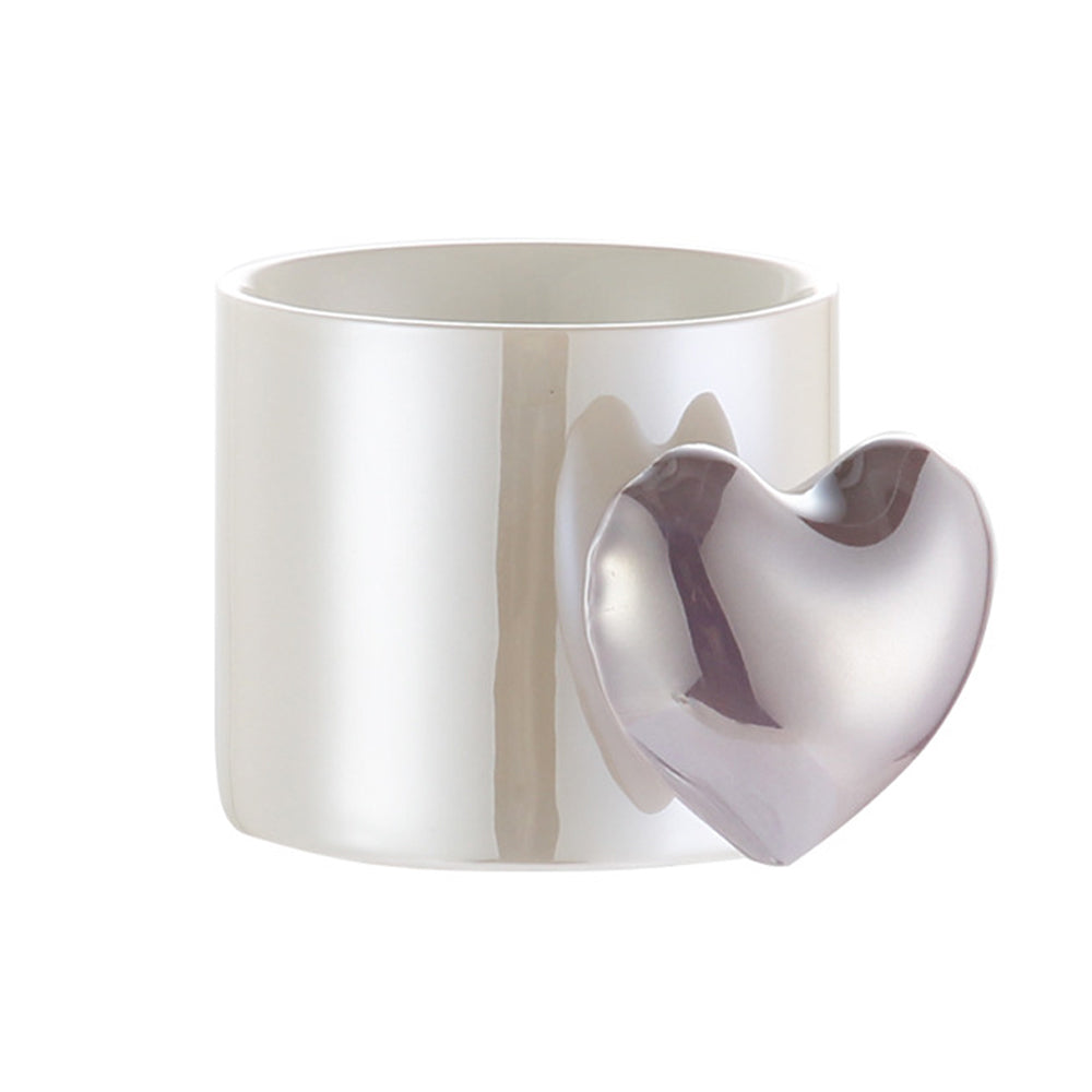 Puffy Heart Handle Ceramic Mug (Purple)