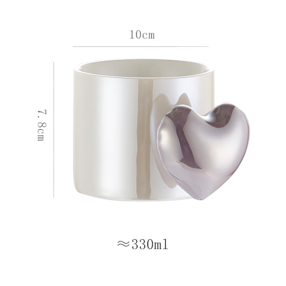 Puffy Heart Handle Ceramic Mug (Blue)