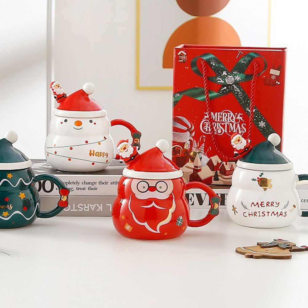 Christmas Ceramic Santa Mug Set