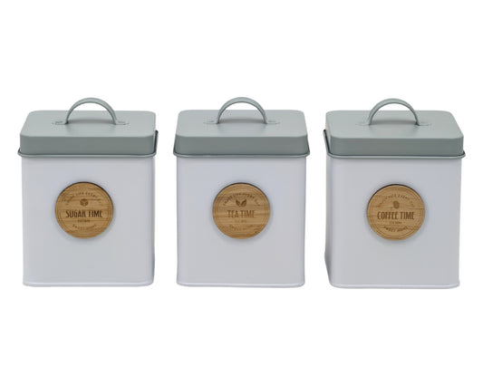 Set 3 Metal Kitchen Storage Tin