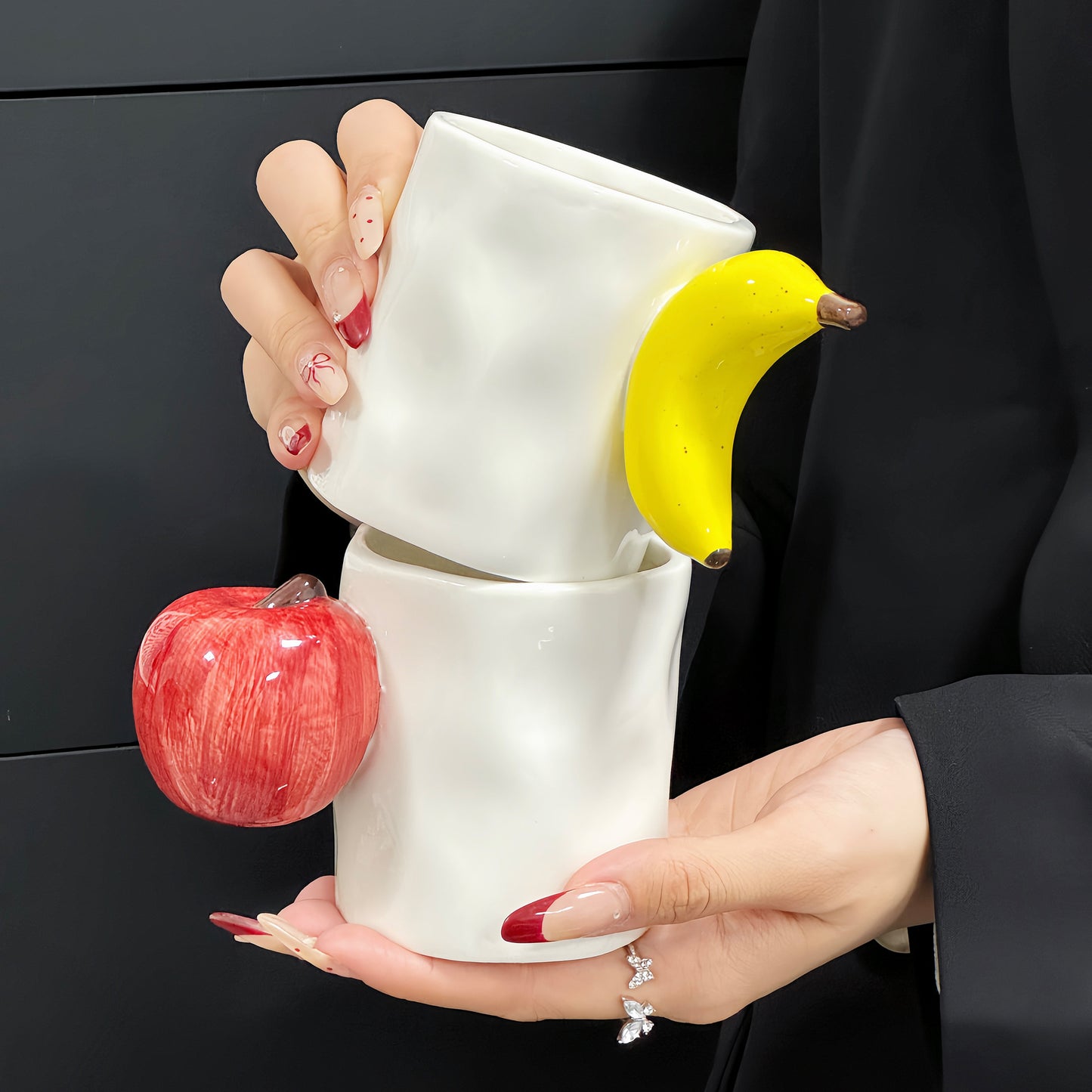 Apple & Banana Creative Fruit Ceramic Mug