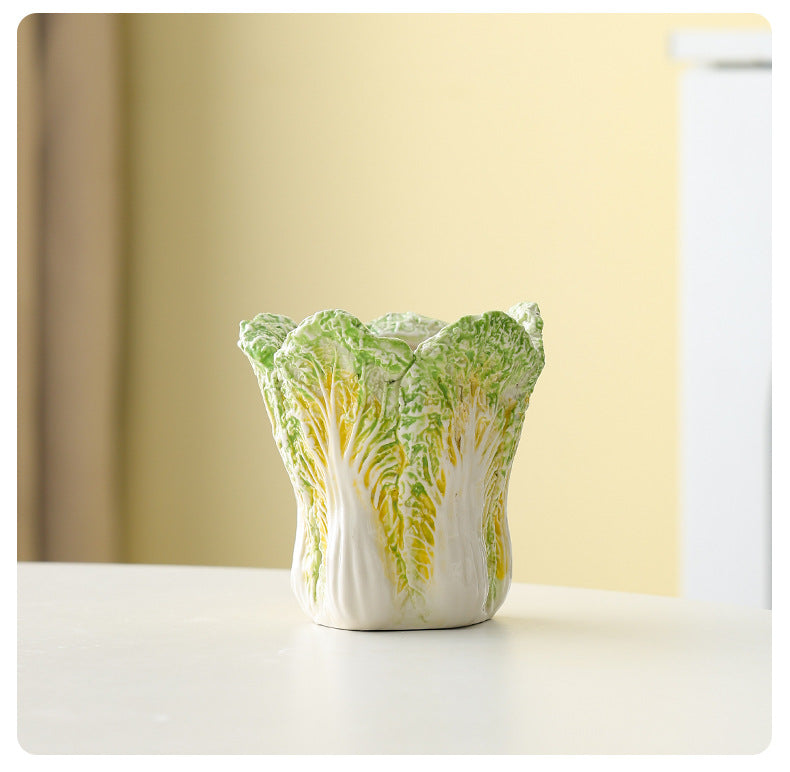 Light Green Ceramic Cabbage Brush Holder