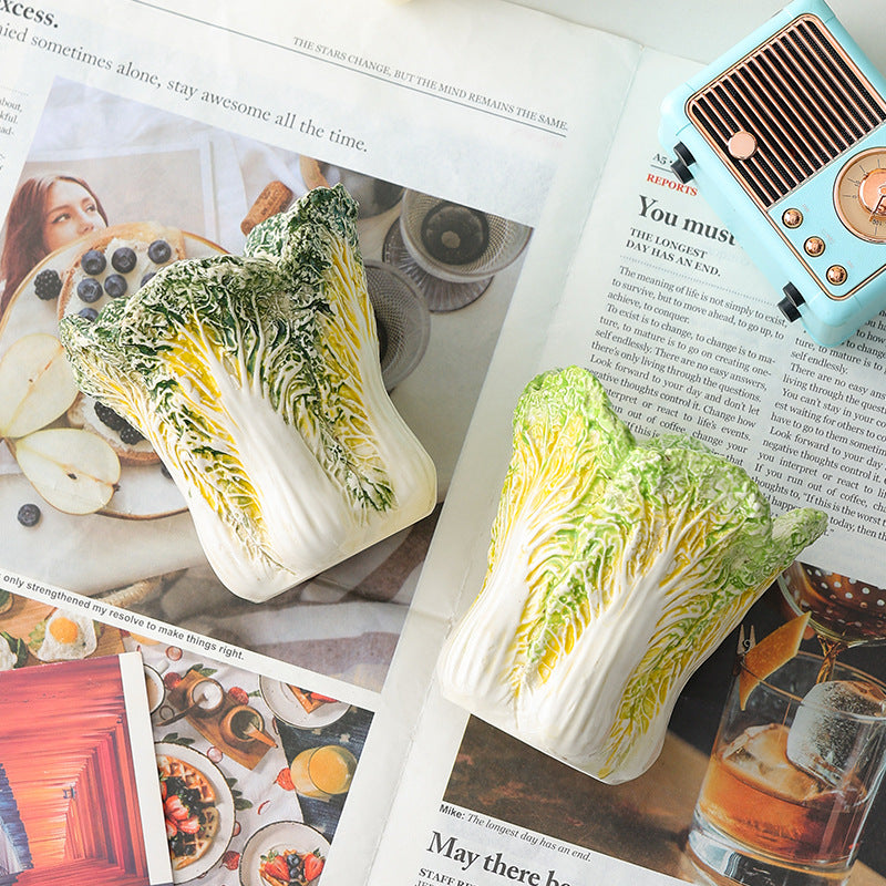 Light Green Ceramic Cabbage Brush Holder