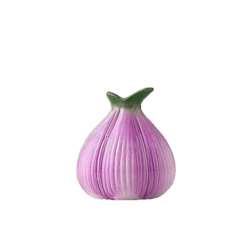 Purple Onion-Shaped Ceramic Vase