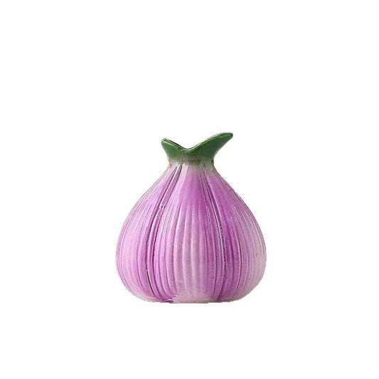Purple Onion-Shaped Ceramic Vase