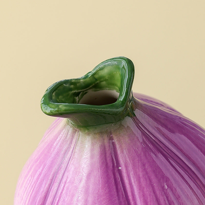 Purple Onion-Shaped Ceramic Vase