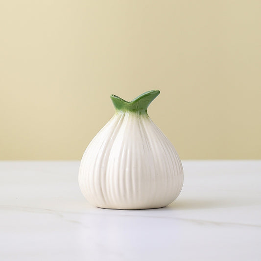 White Onion-Shaped Ceramic Vase