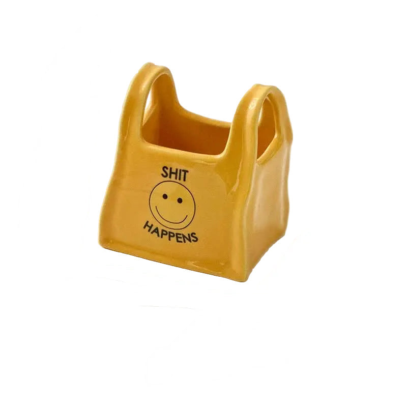 Yellow Ceramic Desktop Organizer