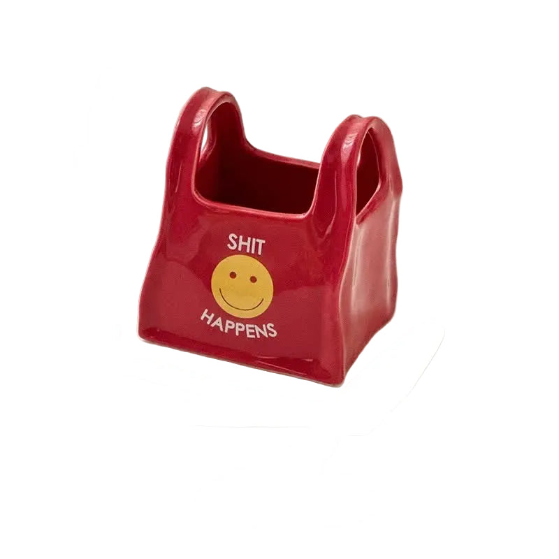 Red Ceramic Desktop Organizer