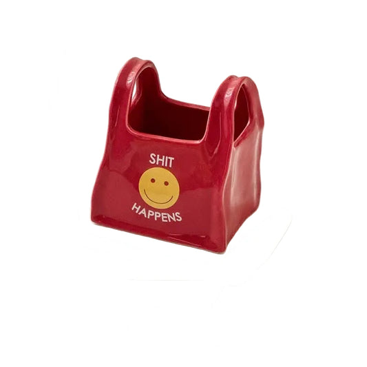 Red Ceramic Desktop Organizer