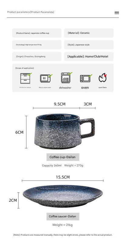 Ceramic Coffee Cup and Saucer Set (Ink Black)