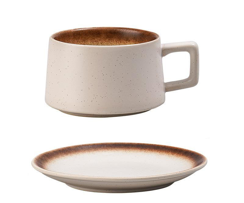 Vintage Ceramic Coffee Cup and Saucer Set (Matcha White)