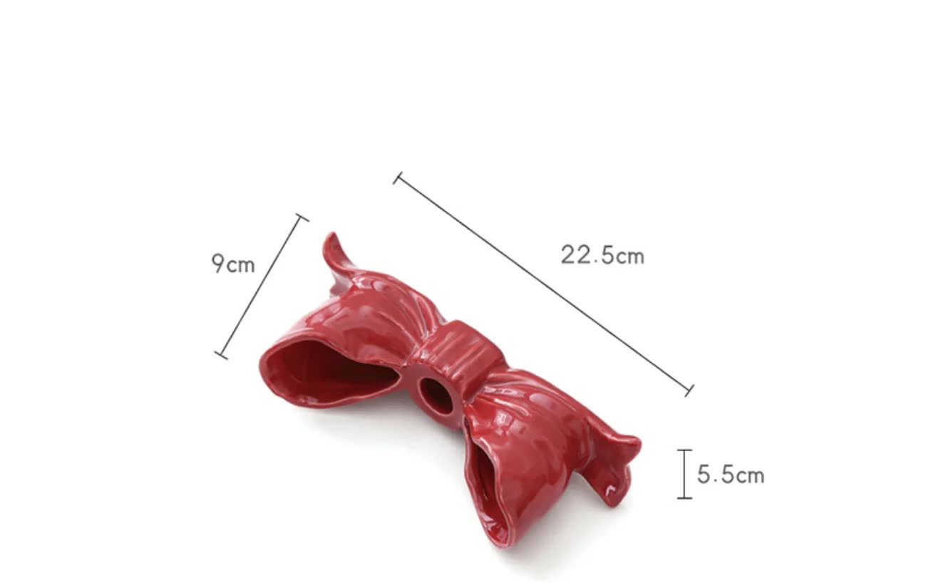 Pink Ceramic Bow Candle Holder