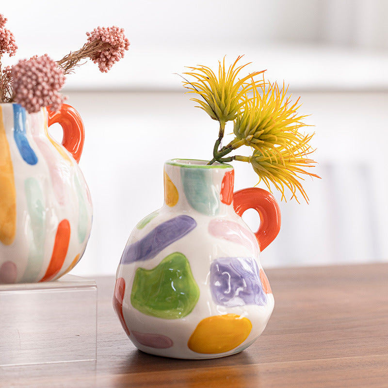 Colorful Hand-Painted Ceramic Vase