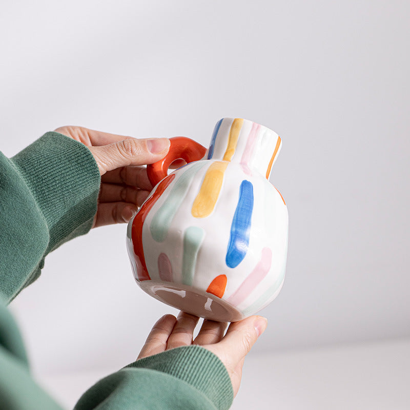 Colorful Hand-Painted Ceramic Vase