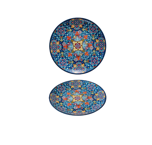 Blue Baroque 10-Inch Bohemian Ceramic Shallow Plate