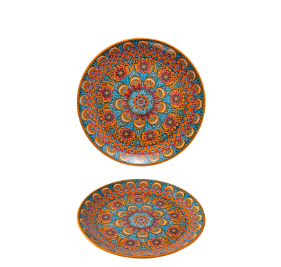 Gulpulsar Orange 10-Inch Bohemian Ceramic Shallow Plate