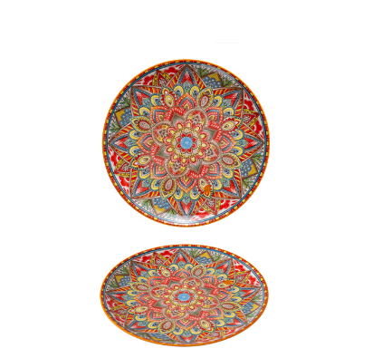 Orange-bos 10-Inch Bohemian Ceramic Shallow Plate