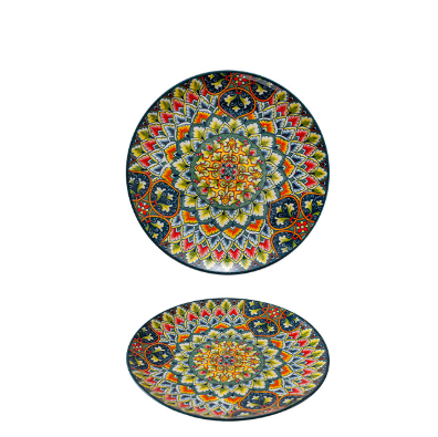 Green-bos 10-Inch Bohemian Ceramic Shallow Plate