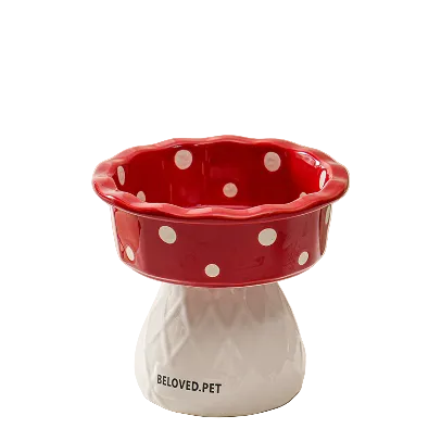 Red Mushroom Ceramic Pet Bowl