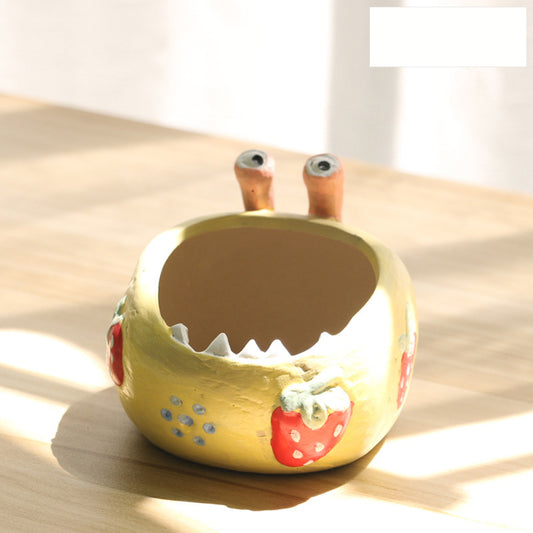 Yellow Whimsical Monster Ceramic Succulent Planter