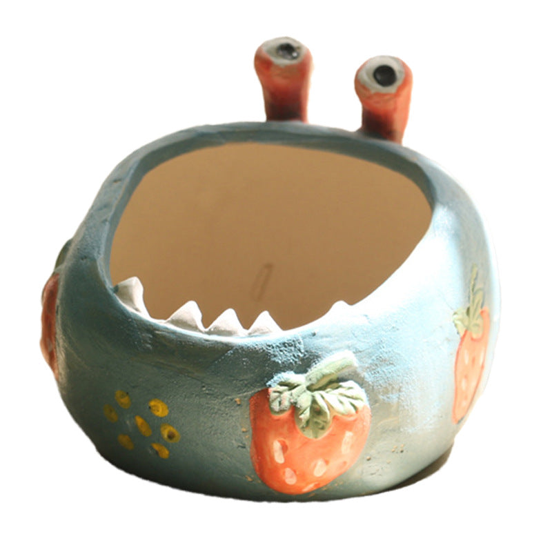Yellow Whimsical Monster Ceramic Succulent Planter