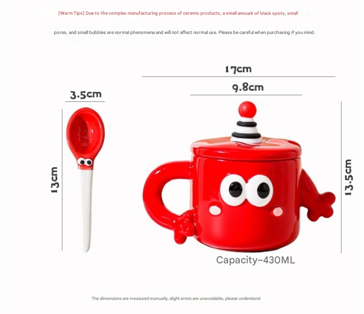 Red Quirky Ceramic Couples Mug Set