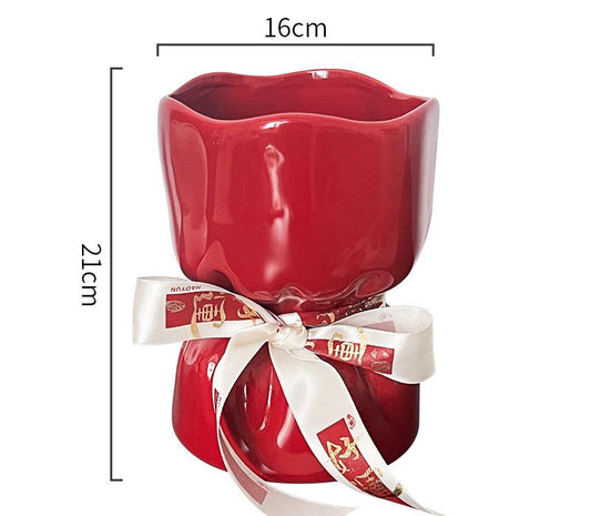 Red Minimalist Ceramic Vase