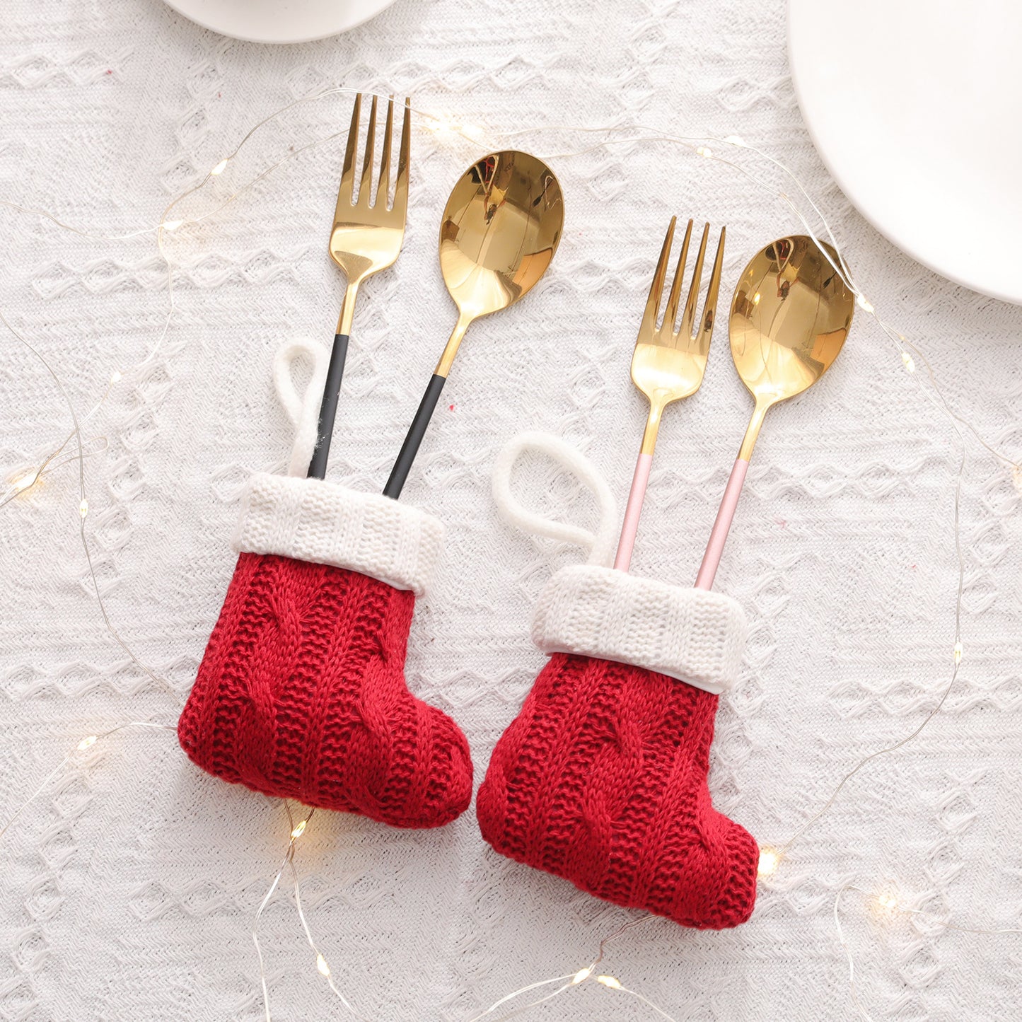 Mini Knitted Christmas Cutlery Holders - 8 Pack