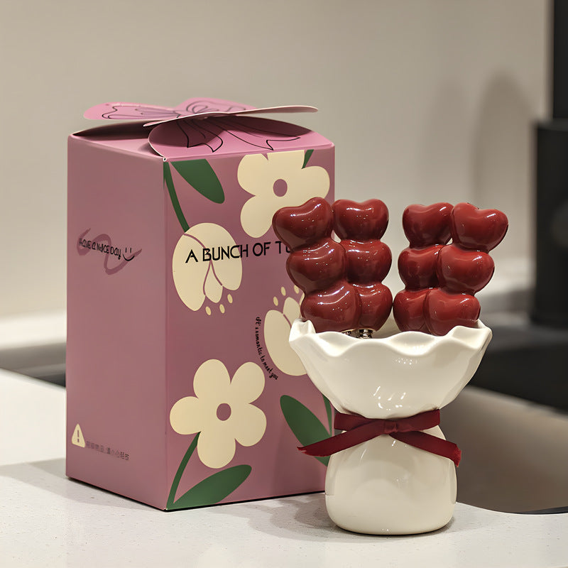 White Dessert Fruit Forks Ceramic Jar