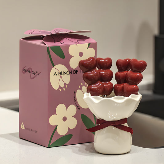 White Dessert Fruit Forks Ceramic Jar