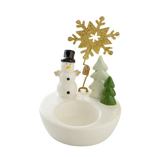 Snowman Ceramic Tealight Candle Holder