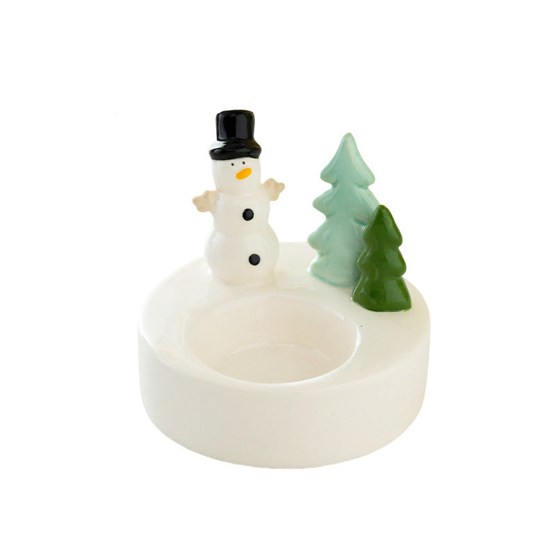 Snowman Ceramic Tealight Candle Holder