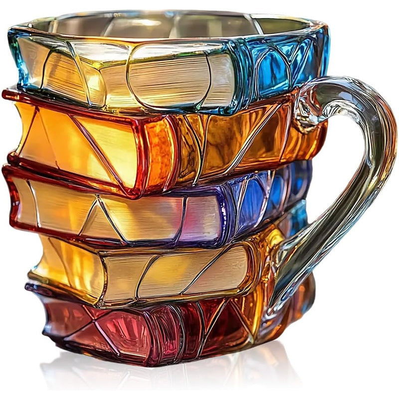 3D Book Stack Mug with Spoon