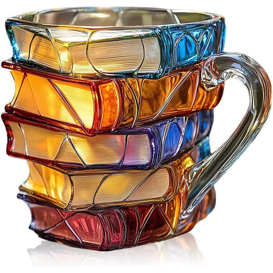 3D Book Stack Mug with Spoon