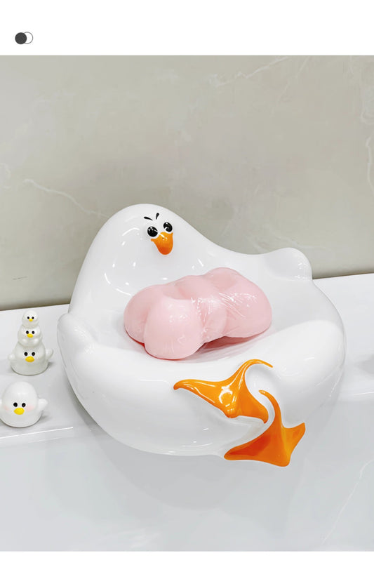 White Ceramic Seagull Soap Dish
